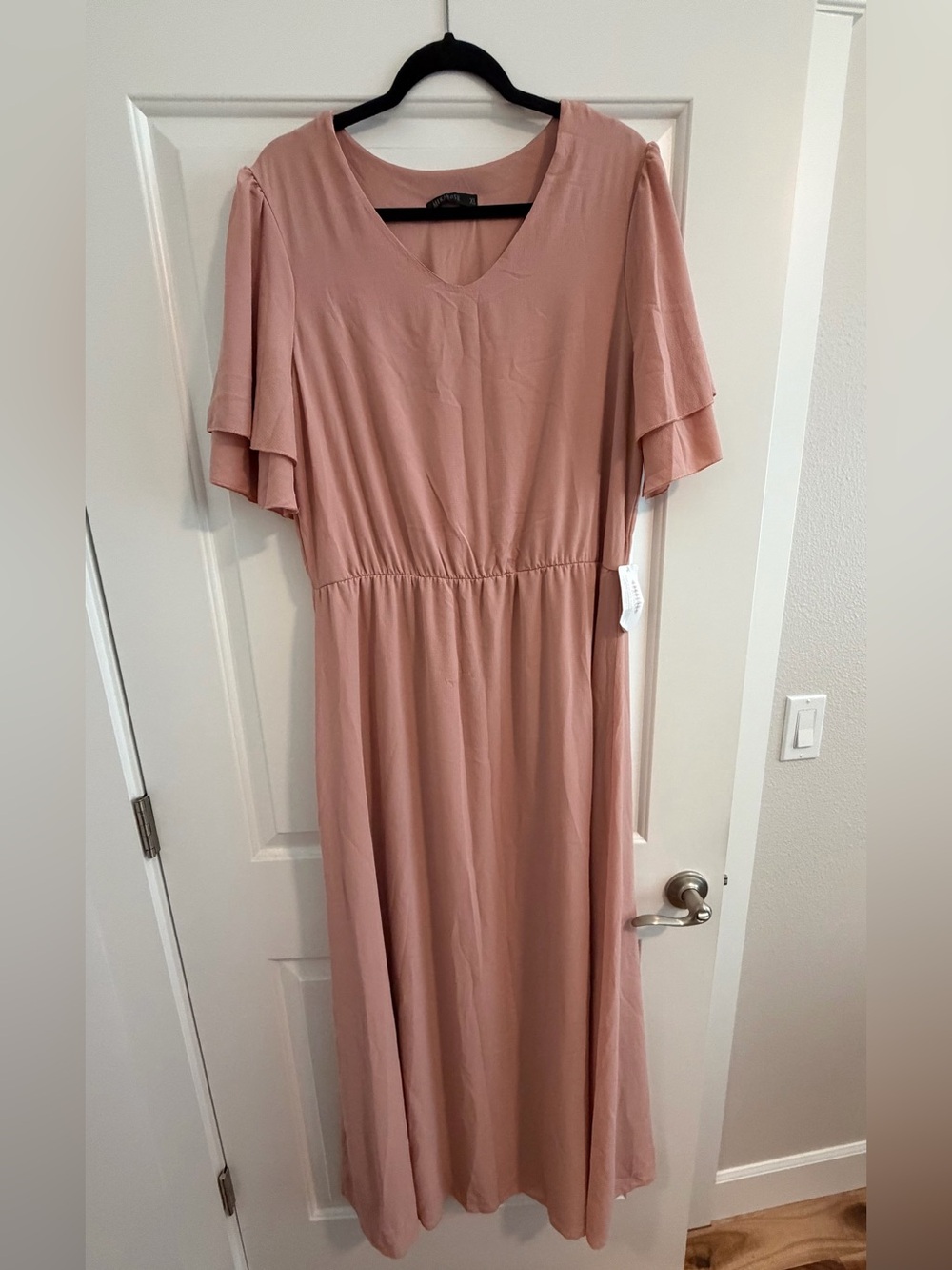 Mikarose Dusty Rose V-Neck Midi Dress - XL